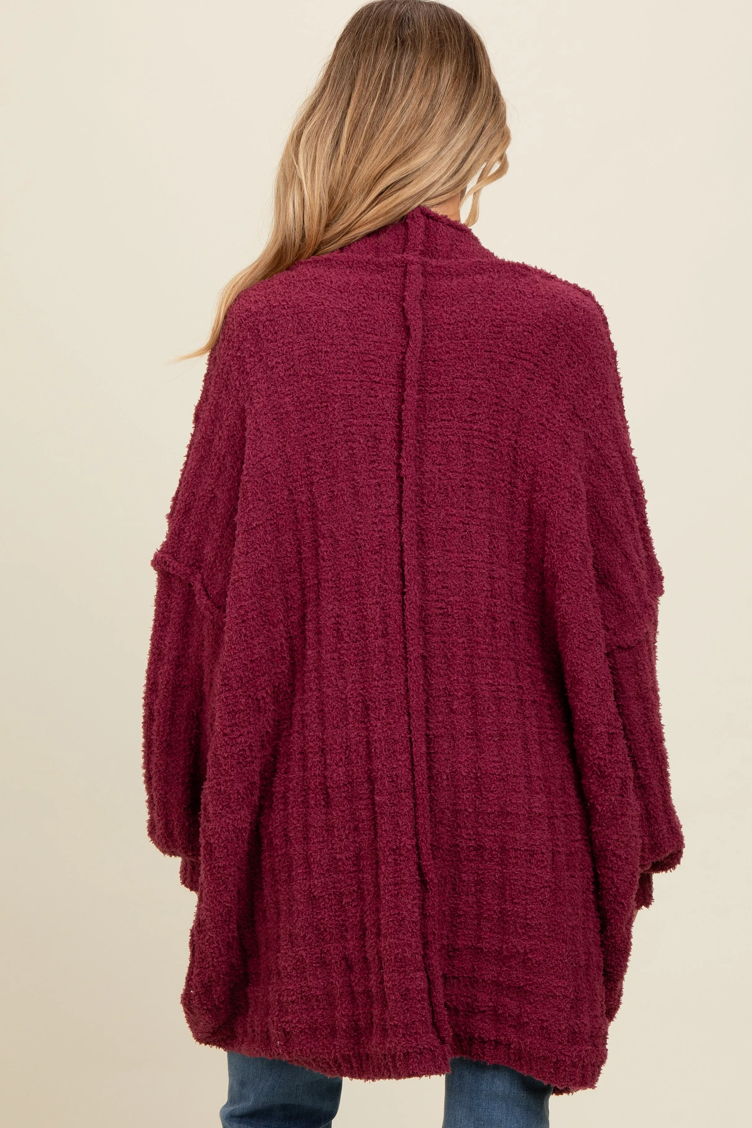Burgundy Chunky Knit Dolman Maternity Cardigan sold by Pinkblush product image thumbnail 4