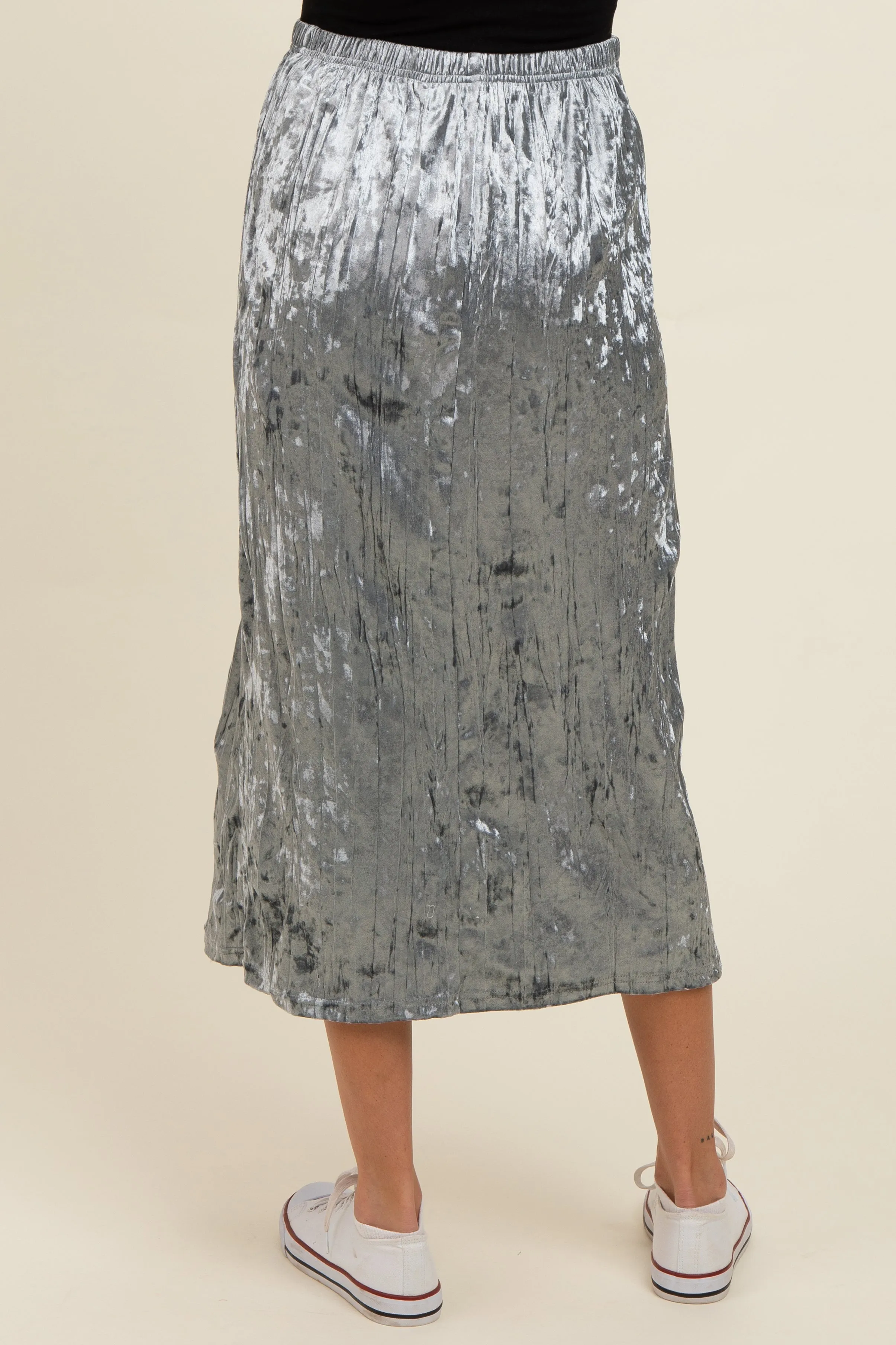 Blue Velvet Crinkled Maternity Midi Skirt sold by Pinkblush product image thumbnail 5