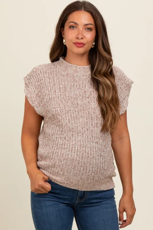 Mocha Multicolor Maternity Sweater Vest sold by Pinkblush