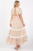 Taupe Floral Lace Trim Maxi Dress sold by Pinkblush