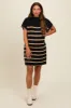 Black Striped Knit Contrast Stitch Maternity Mini Dress sold by Pinkblush