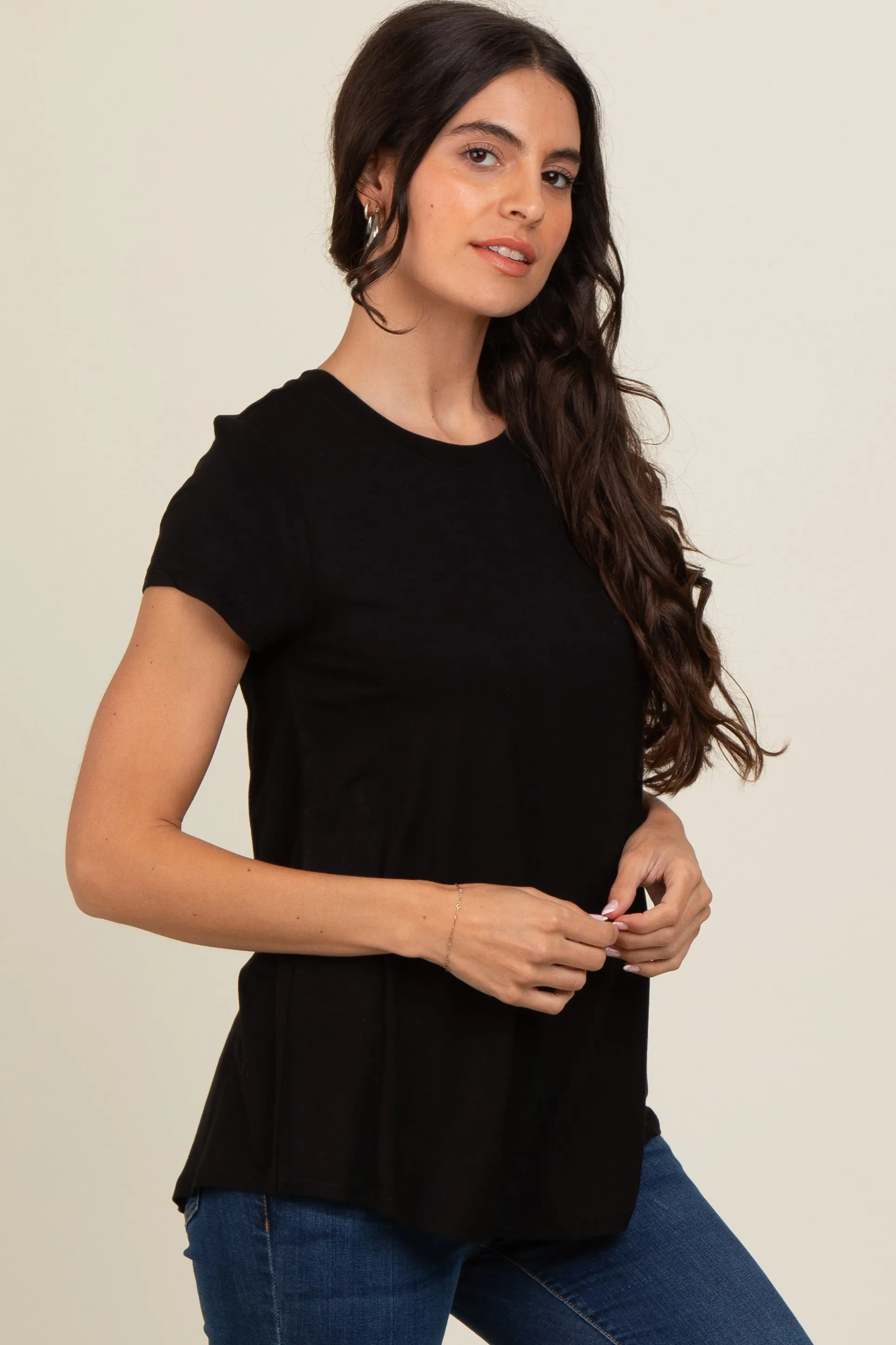 Black Basic Short Sleeve Top sold by Pinkblush product image thumbnail 3