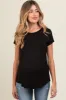 Black Basic Short Sleeve Maternity Top sold by Pinkblush