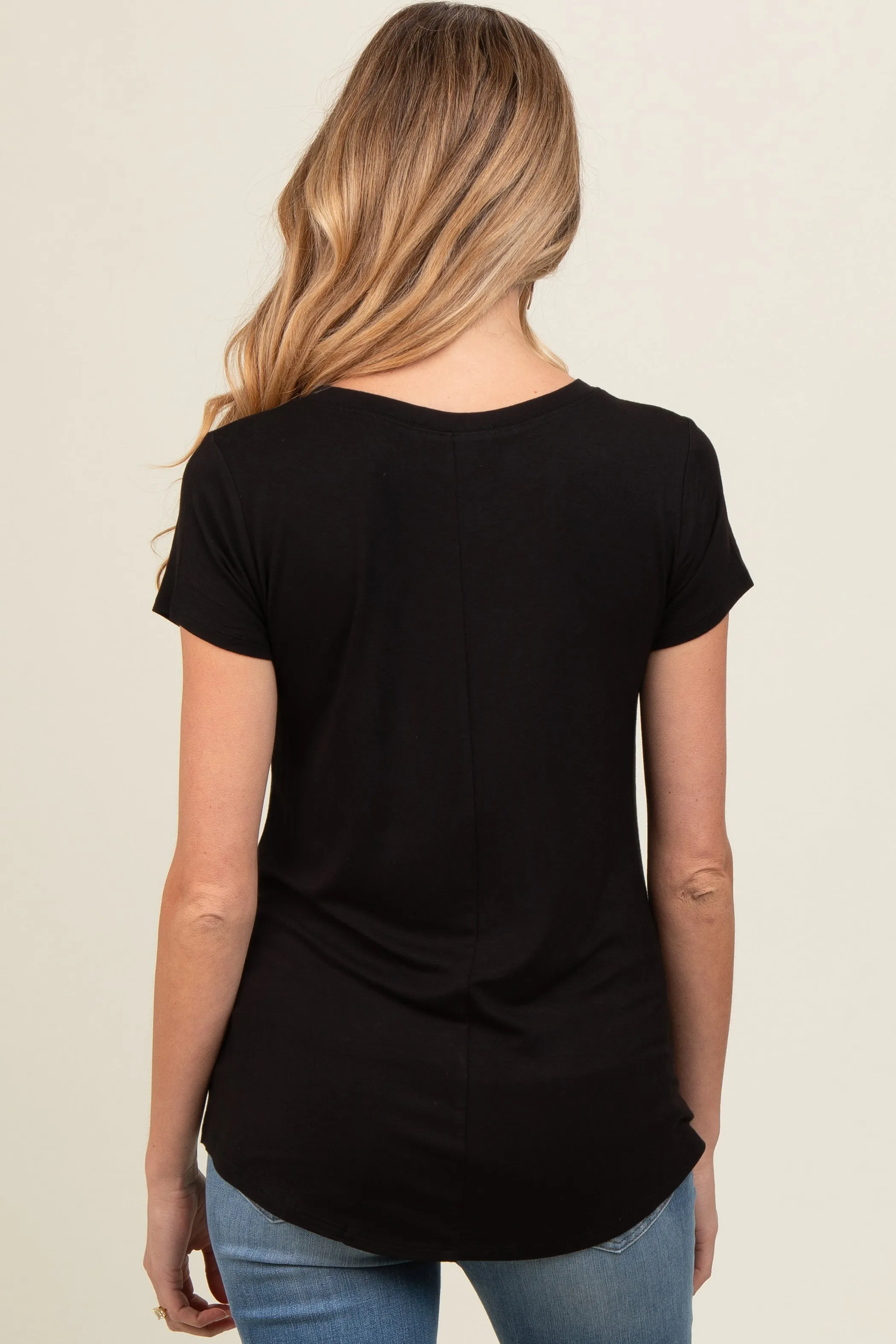 Black Basic Short Sleeve Maternity Top sold by Pinkblush product image thumbnail 3