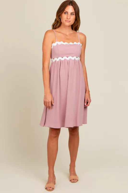 Mauve Wavy Trim Cutout Tie Back Dress sold by Pinkblush