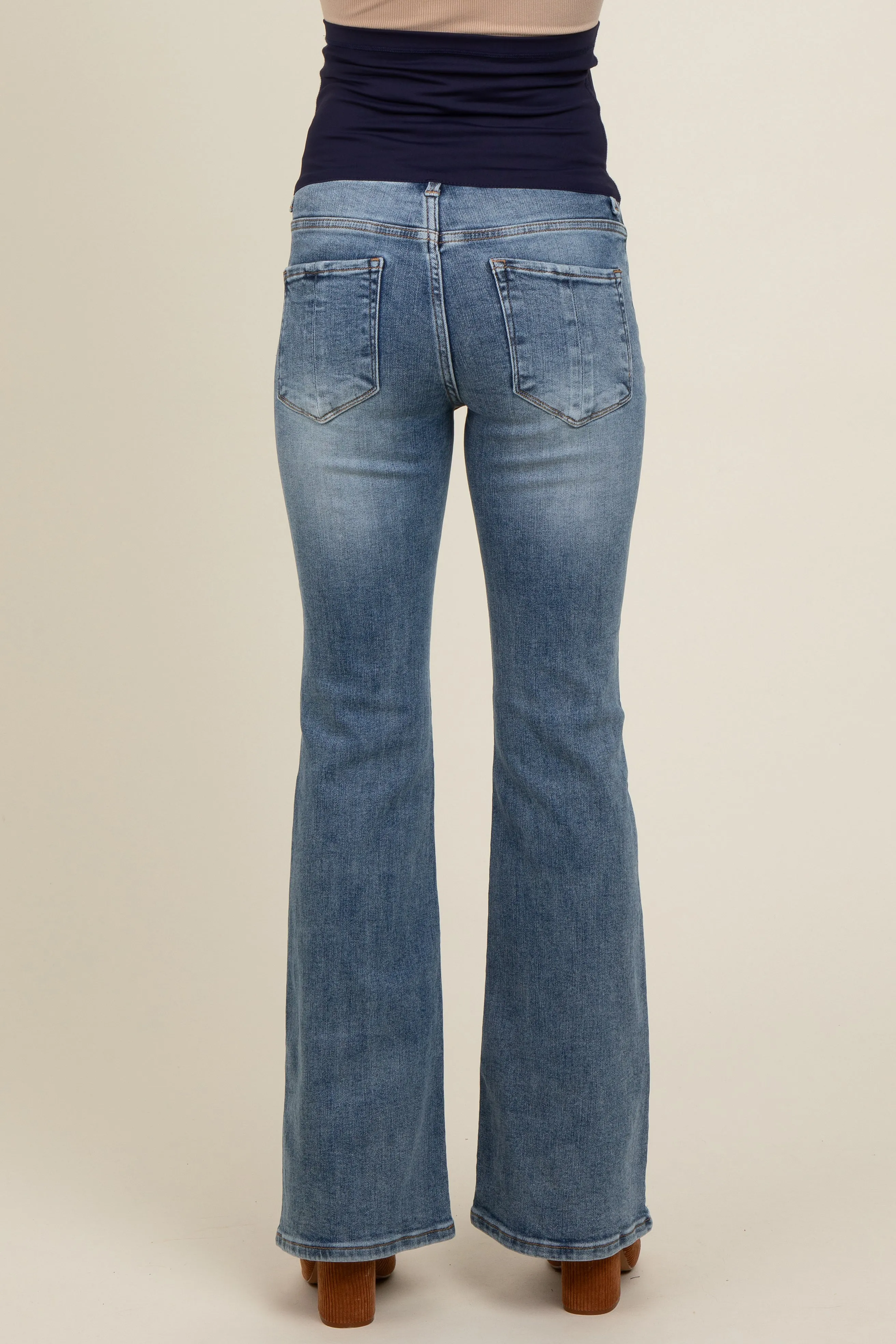 Light Blue Vintage Wash Maternity Flare Jeans sold by Pinkblush product image thumbnail 5