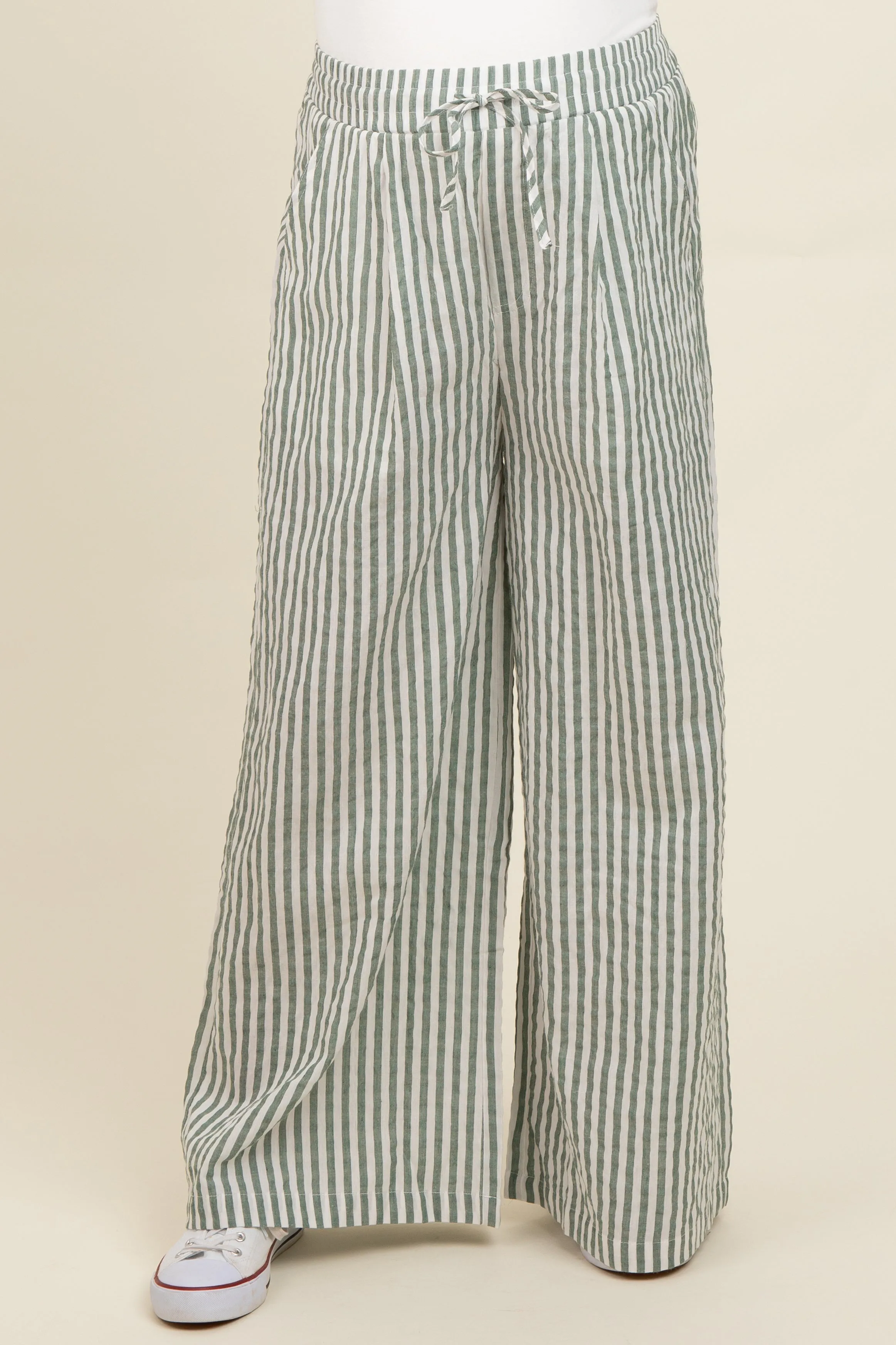 Light Olive Striped Wide Leg Maternity Pants sold by Pinkblush product image thumbnail 3