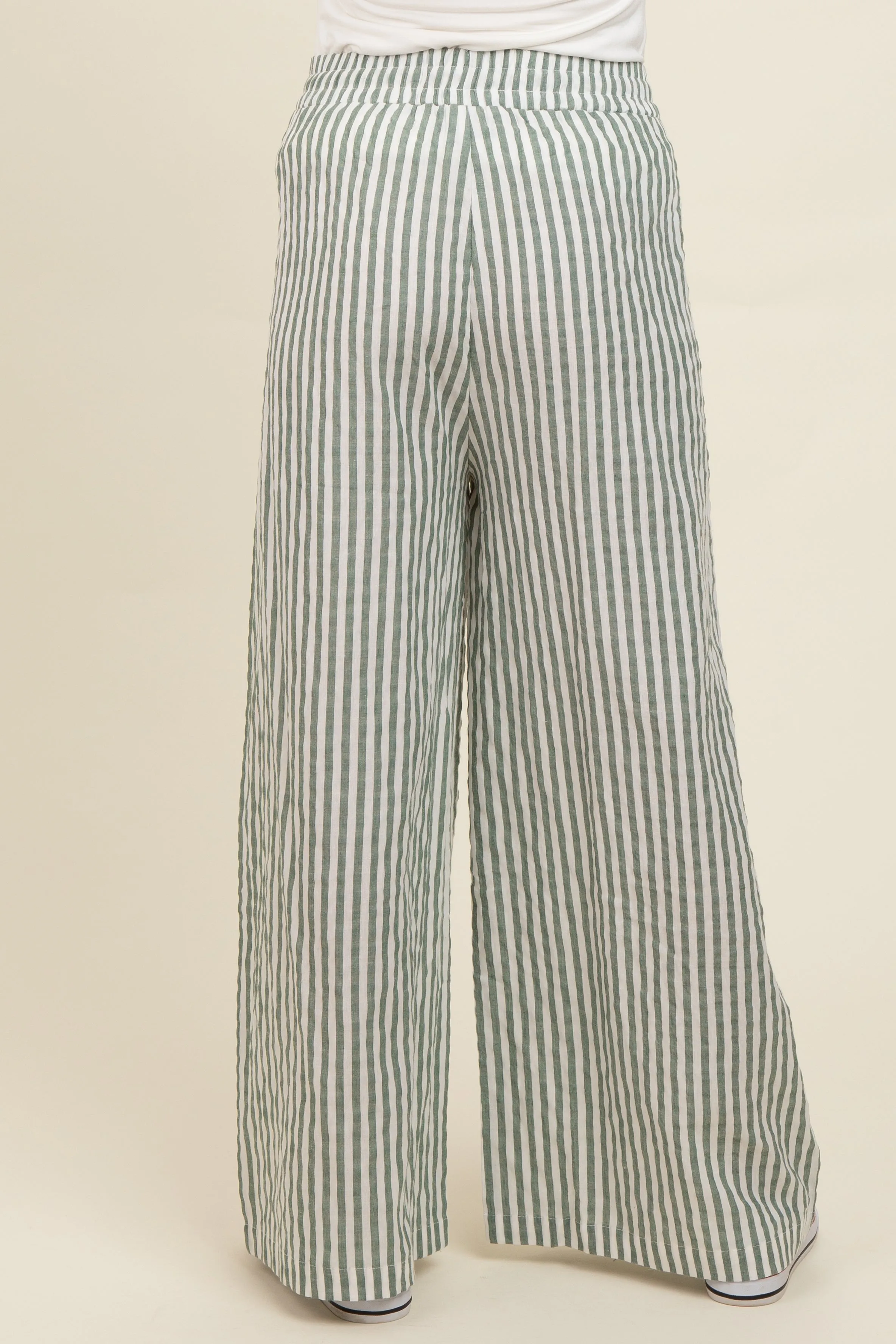 Light Olive Striped Wide Leg Maternity Pants sold by Pinkblush product image thumbnail 5