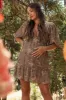 Olive Deep V-Neck Tie Back Floral Maternity Mini Dress sold by Pinkblush