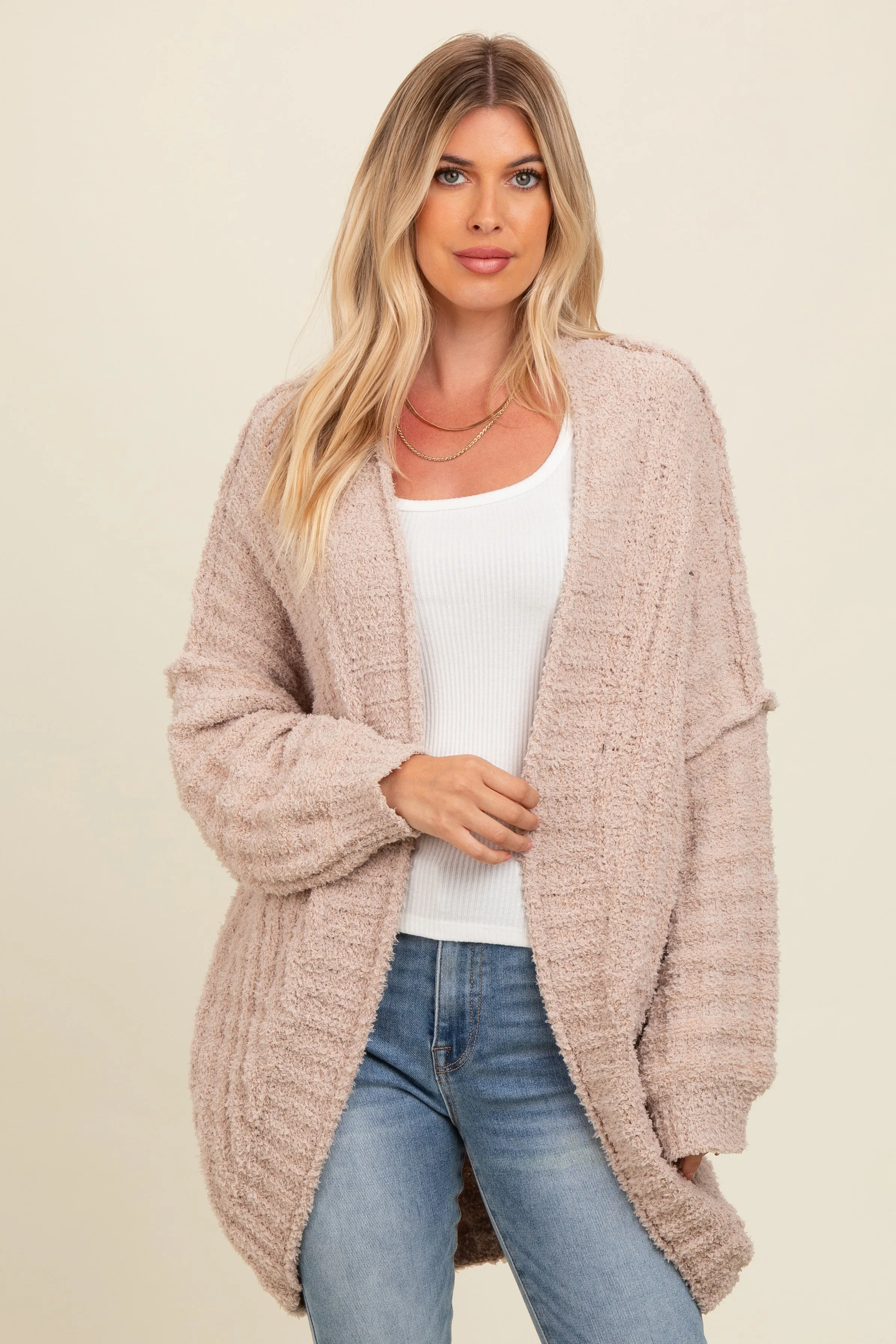 Mocha Chunky Knit Dolman Cardigan sold by Pinkblush