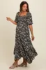 Black Smocked Handkerchief Hem Maternity Dress sold by Pinkblush