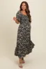 Black Smocked Handkerchief Hem Maternity Dress sold by Pinkblush