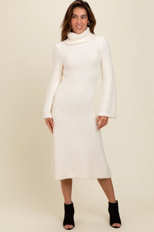 Ivory Turtleneck Bell Sleeve Sweater Dress sold by Pinkblush