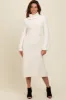 Ivory Turtleneck Bell Sleeve Maternity Sweater Dress sold by Pinkblush