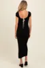 Black Knit Low Back Side Slit Maternity Dress sold by Pinkblush