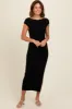 Black Knit Low Back Side Slit Maternity Dress sold by Pinkblush