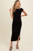 Black Knit Low Back Side Slit Maternity Dress sold by Pinkblush