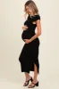 Black Knit Low Back Side Slit Maternity Dress sold by Pinkblush