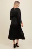 Black Satin Pleated V-Neck Maxi Dress sold by Pinkblush