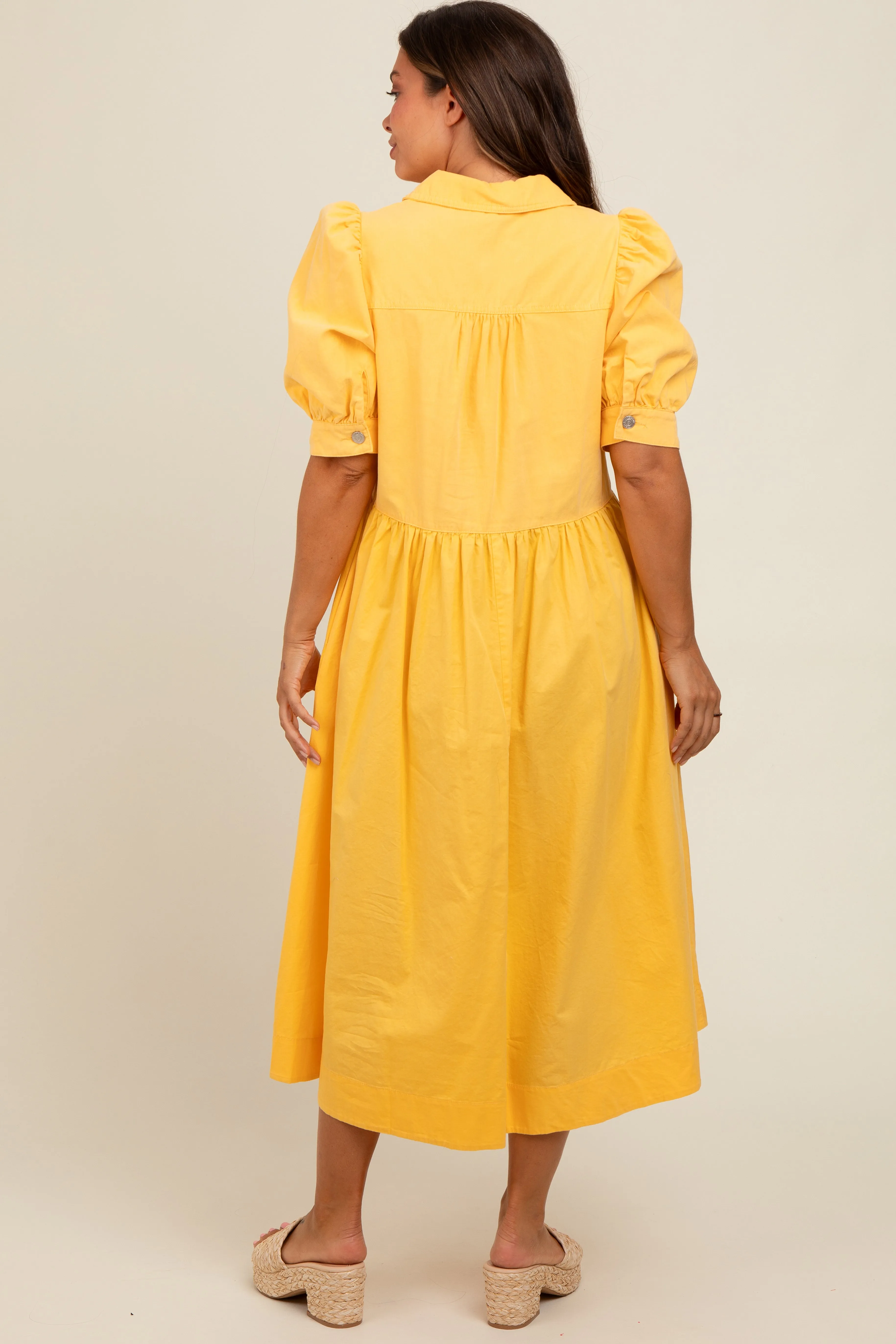 Yellow Half Zip Maternity Midi Dress sold by Pinkblush product image thumbnail 4