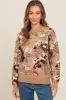 Beige Floral Print Crew Neck Sweater sold by Pinkblush