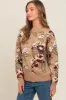 Beige Floral Print Crew Neck Sweater sold by Pinkblush