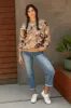 Beige Floral Print Crew Neck Sweater sold by Pinkblush