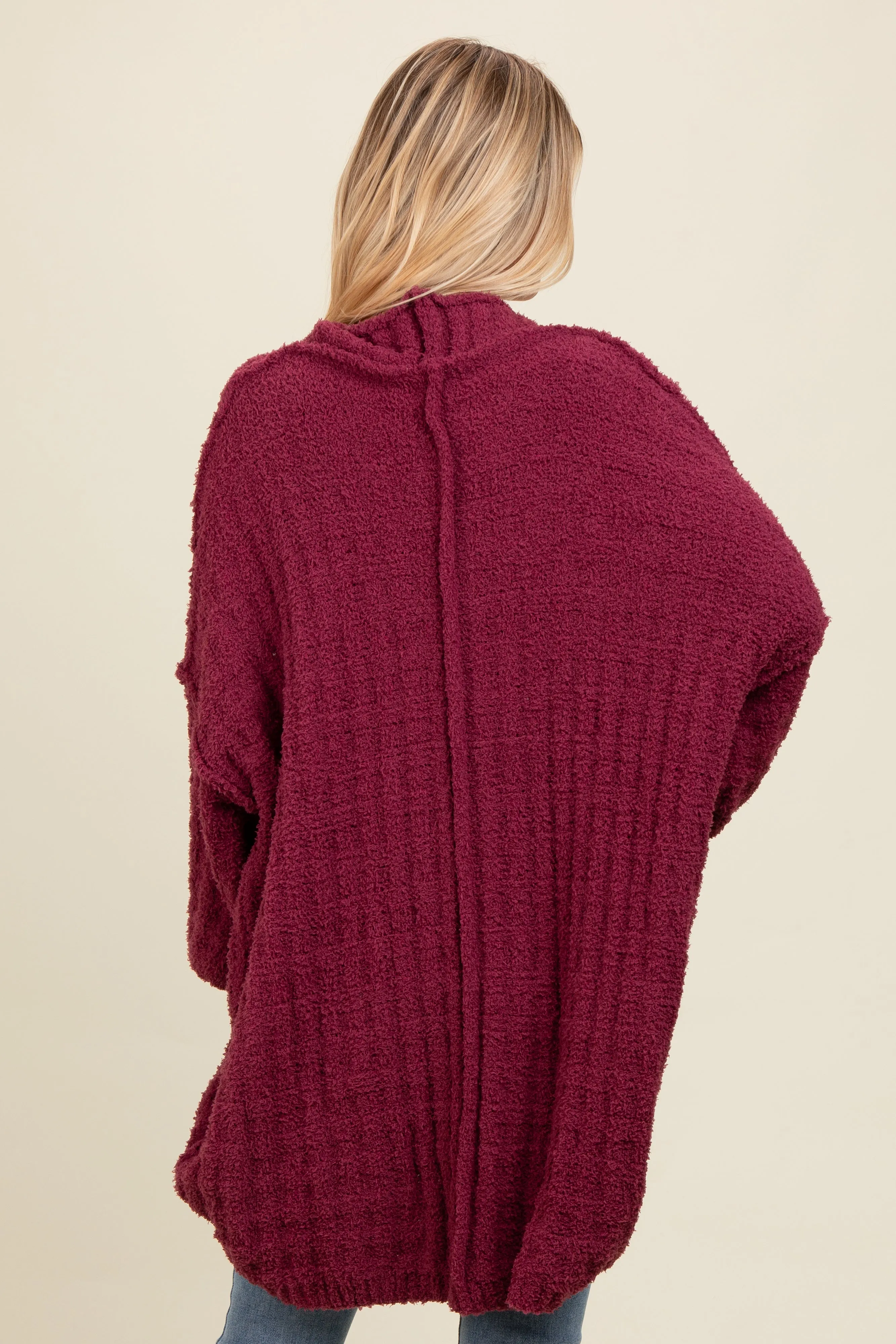 Burgundy Chunky Knit Dolman Cardigan sold by Pinkblush product image thumbnail 4
