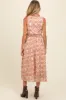 Red Floral Damask Wrap Maternity Midi Dress sold by Pinkblush