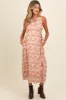 Red Floral Damask Wrap Maternity Midi Dress sold by Pinkblush