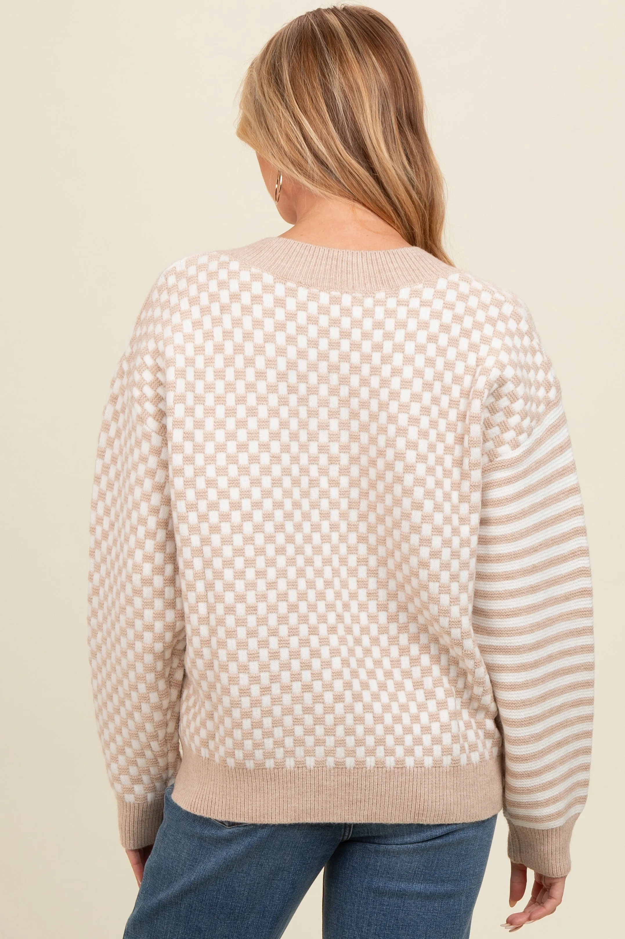 Mocha Mixed Pattern Maternity Sweater sold by Pinkblush product image thumbnail 3