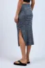 Charcoal Knit Fitted Side Slit Midi Skirt sold by Pinkblush