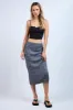 Charcoal Knit Fitted Side Slit Midi Skirt sold by Pinkblush