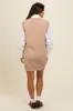 Beige Layered Sweater Shirt Maternity Mini Dress sold by Pinkblush