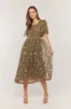 Olive Floral Embroidered Mesh Overlay Maternity Midi Dress sold by Pinkblush
