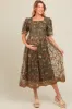 Olive Floral Embroidered Mesh Overlay Maternity Midi Dress sold by Pinkblush
