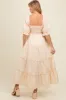 Cream Deep V-Neck Tiered Maternity Maxi Dress sold by Pinkblush