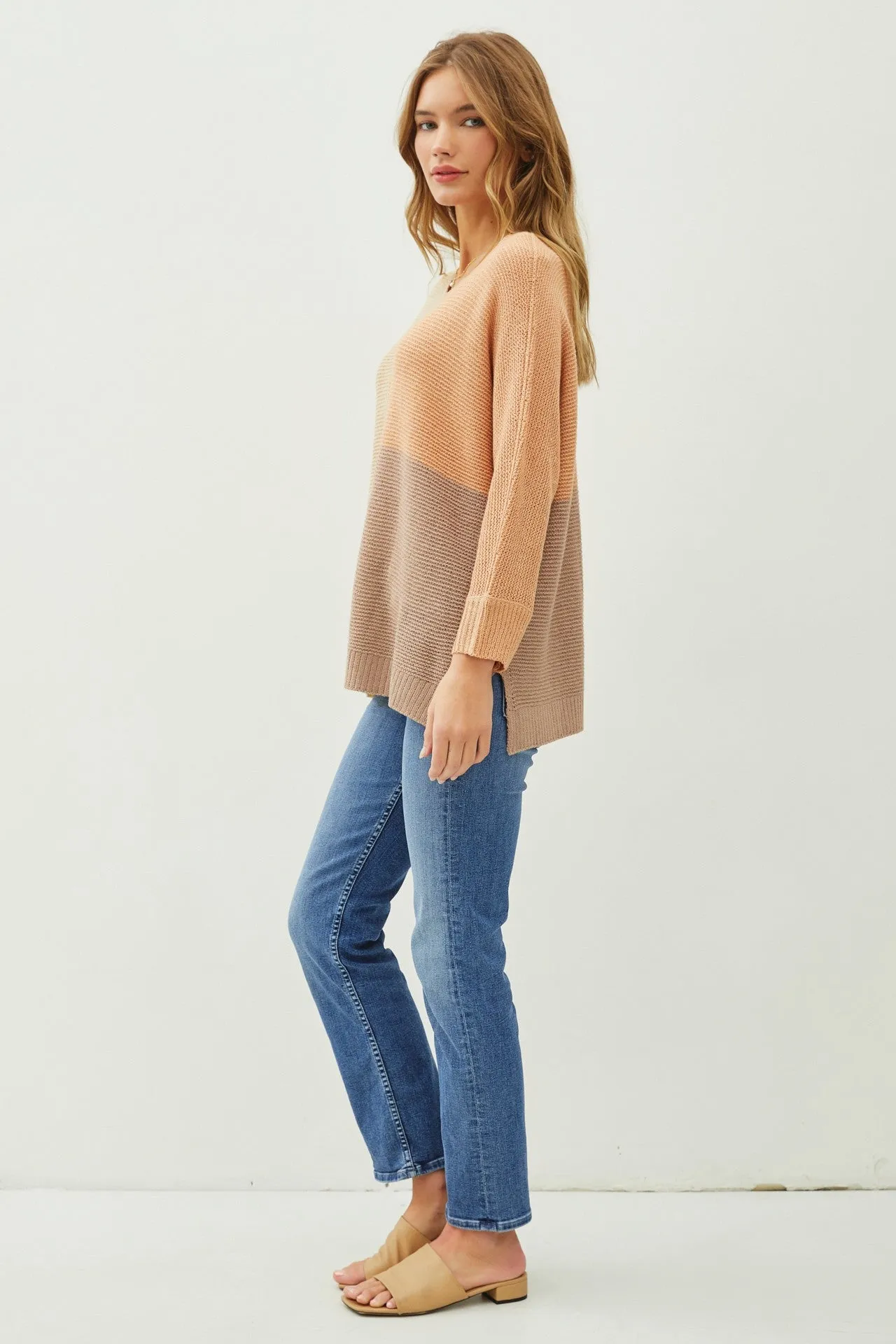 Marsala Round Neck Oversized Color Block Sweater sold by Pinkblush product image thumbnail 5