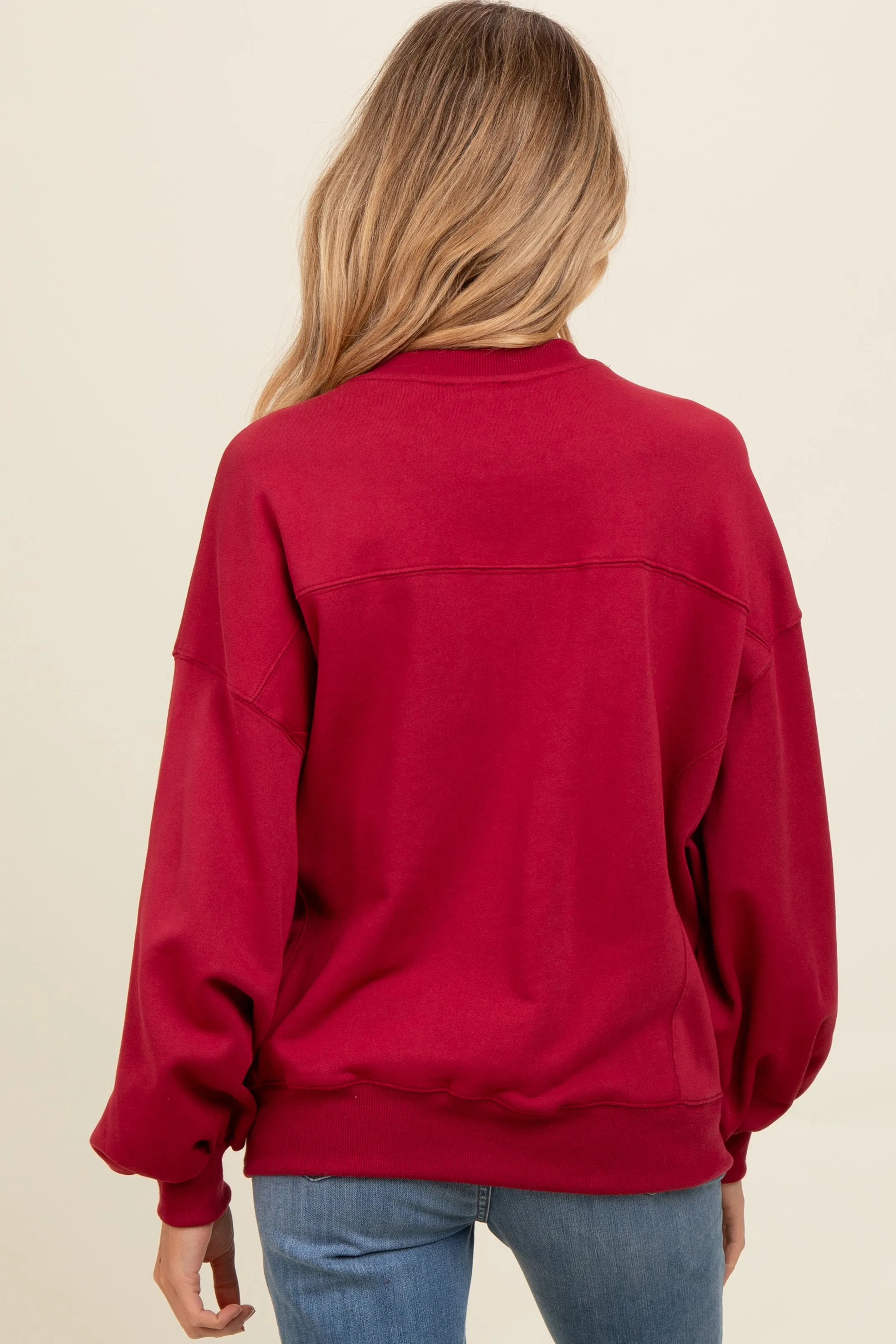 Burgundy Oversized Balloon Sleeve Maternity Sweatshirt sold by Pinkblush product image thumbnail 4