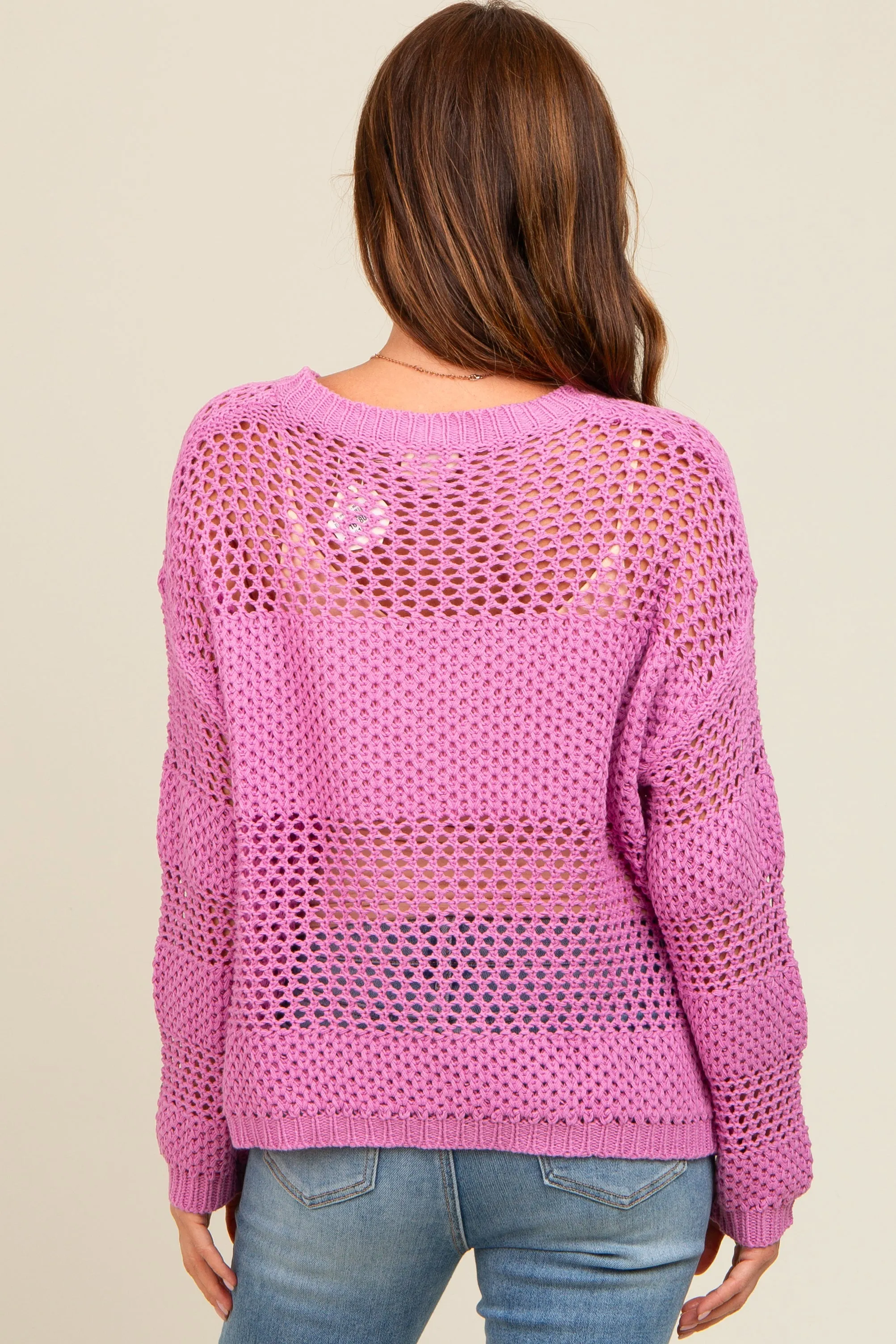 Purple Striped Open Knit Sweater sold by Pinkblush product image thumbnail 4