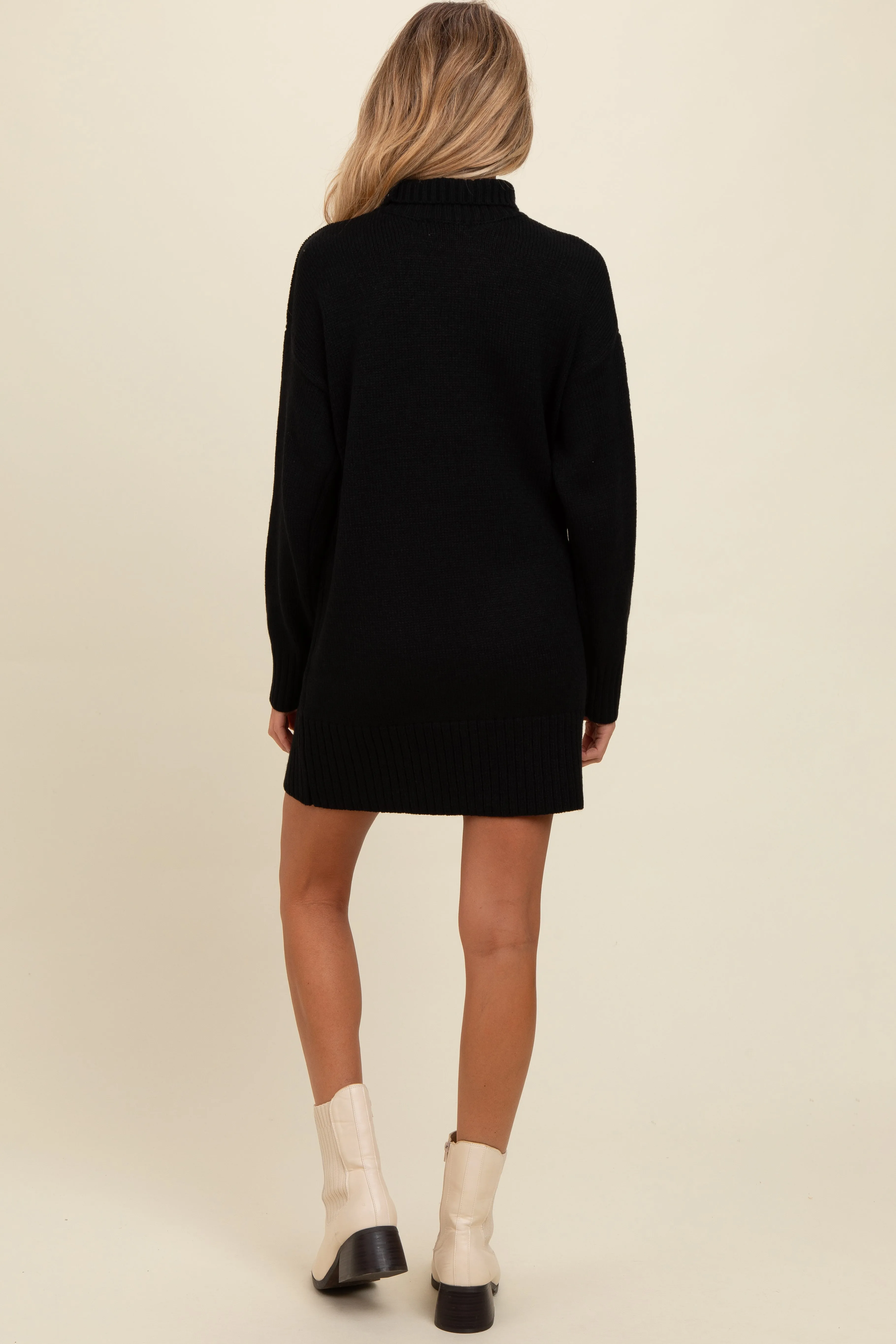 Black Turtle Neck Maternity Mini Sweater Dress sold by Pinkblush product image thumbnail 3