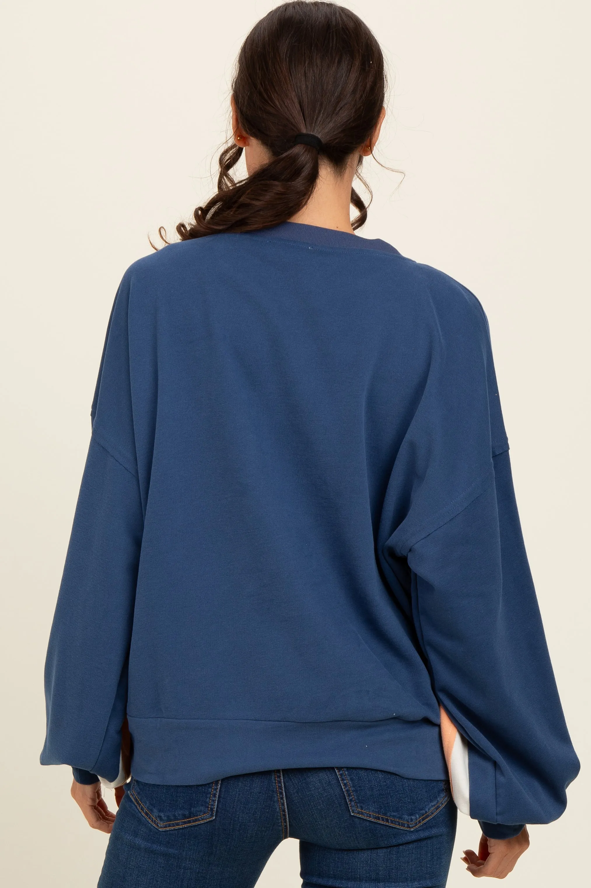 Navy Blue Colorblock Pullover Top sold by Pinkblush product image thumbnail 3