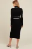 Black Contrast Trim Turtleneck Maternity Sweater Dress sold by Pinkblush