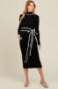 Black Contrast Trim Turtleneck Maternity Sweater Dress sold by Pinkblush