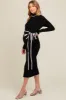 Black Contrast Trim Turtleneck Maternity Sweater Dress sold by Pinkblush