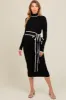 Black Contrast Trim Turtleneck Maternity Sweater Dress sold by Pinkblush
