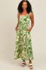 Green Tropical Floral Shoulder Tie Tiered Maternity Midi Dress sold by Pinkblush