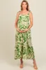 Green Tropical Floral Shoulder Tie Tiered Maternity Midi Dress sold by Pinkblush