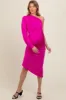 Fuchsia One Shoulder Asymmetric Maternity Dress sold by Pinkblush