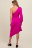 Fuchsia One Shoulder Asymmetric Maternity Dress sold by Pinkblush